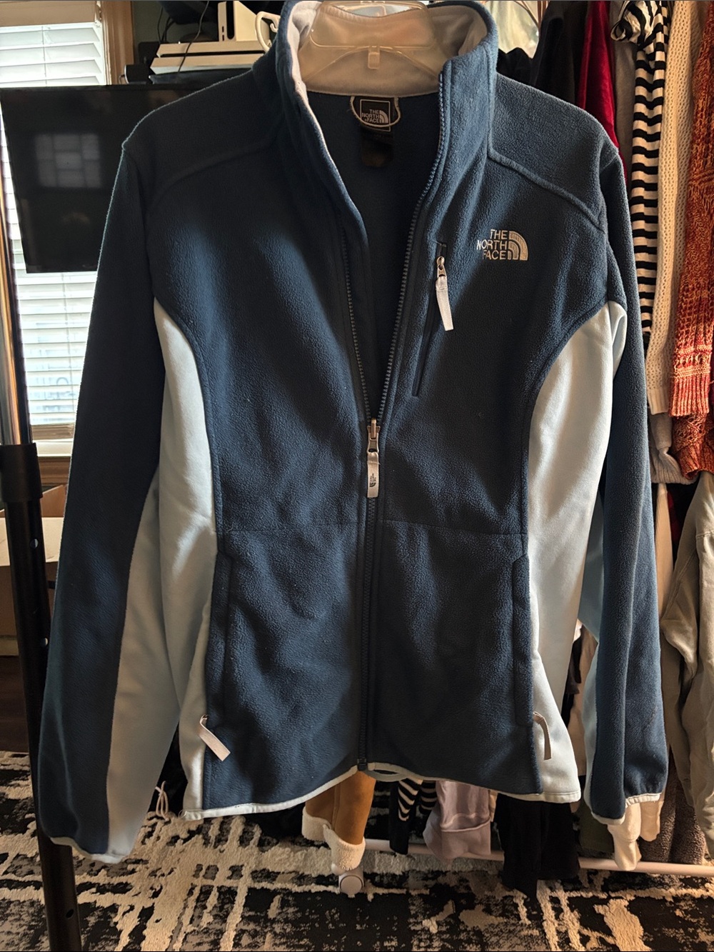 The North Face Navy and Light Blue Fleece Zip Jacket